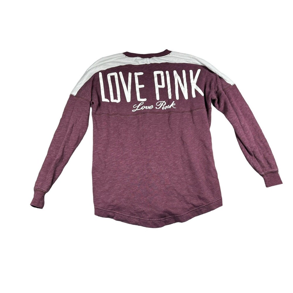 Victoria's Secret Pink Sweatshirt S Burgundy White‎ Color Block